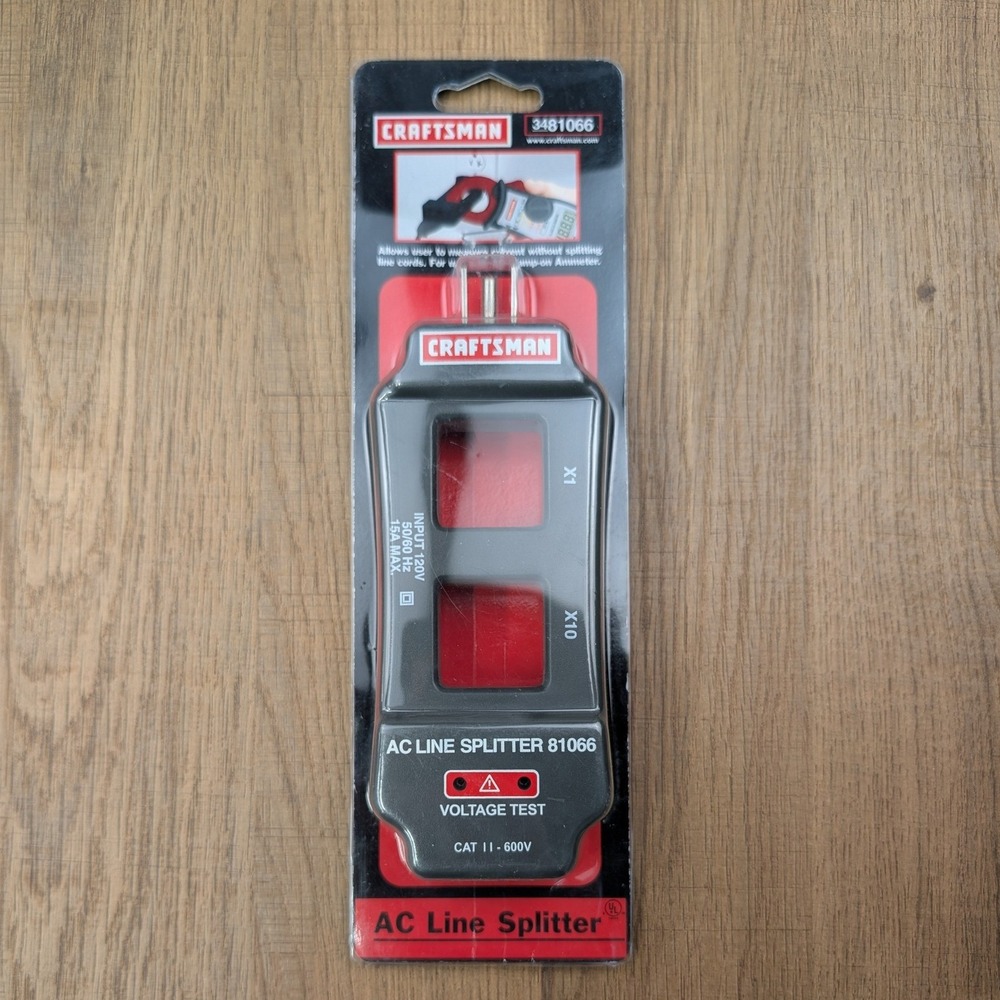 Craftsman AC Line Splitter 3481066 Clamp-on Ammeter 120V 15A CAT II 600V 81066